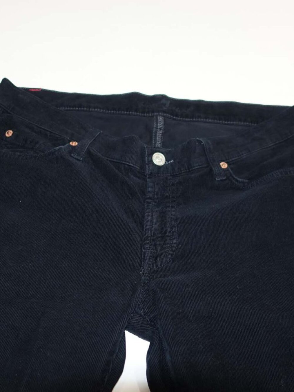 7 For All Mankind Women's Boot Cut Corduroy Jeans Size 31 Black 34" Inseam - Picture 2 of 9